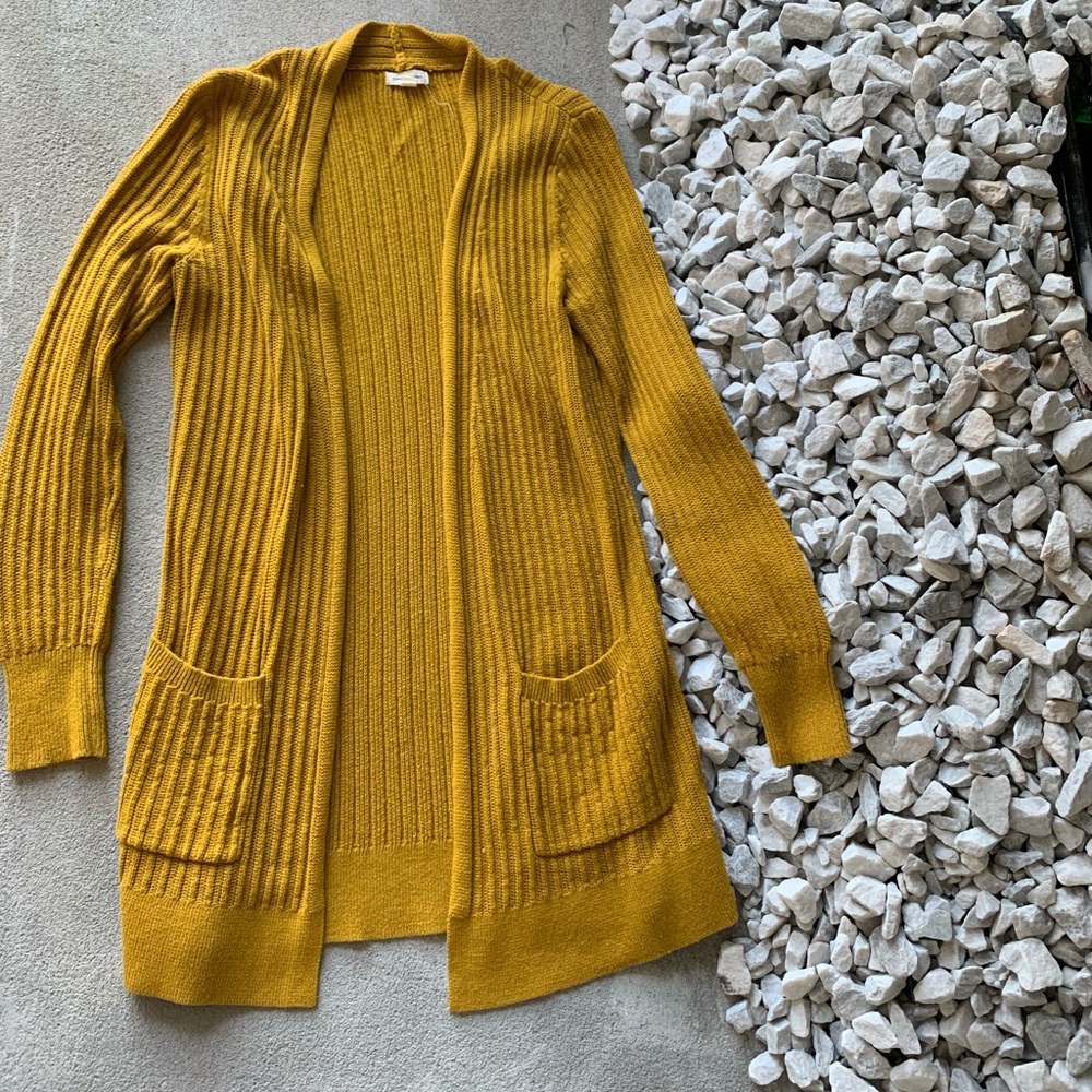 Fun mustard yellow long cardi